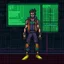 Placeholder: A pixel art cyberpunk version of the best football predictor master pundit master mutant