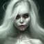 Placeholder: girl smiling,liquid guts, full body, creepy, horrifying, dreadful, sinister, smiling ghost, long white hair