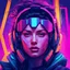 Placeholder: a woman's face is shown with a multicolored background, cyberpunk art by Sam Spratt, cgsociety, computer art, synthwave, retrowave, darksynth