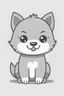 Placeholder: Simple, cute, kawaii style grey wolf