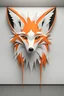 Placeholder: bright white wall, akin to a perfectly smooth A4 sheet of paper full orange and white fox wall sculpture. No colors or textures distract—just a seamless, silky expanse., photo, 3d render, dark fantasy