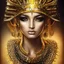 Placeholder: Beautiful egyption queen, surrounded by gold, gold coins rain down "Candy,luis royo, artgerm, Incredibly detailed, soft vibrant colors, Hyper-Realistic, Hyper-Detailed, dark aura, gold and black hue, supple, perfect face, perfect eyes, perfect proportions"
