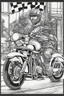 Placeholder: coloring page for kids, MOTORCYCLE, thick outline, low details, no shading, no color