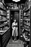 Placeholder: she stands within the confines of a closet, surrounded by a cabinet of curiosities. These evocative creations capture a melancholic mood, photorealist, revealing the inner struggle of a soul torn between her desire for freedom and the weight of her own uniqueness. Shoot by a leica camera by Cartier-Bresson, very low contrast