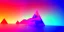 Placeholder: 3d rendering. Abstract futuristic neon background. Fantastic landscape with glowing geometric triangular frame and mountains