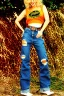 Placeholder: year 1996 denim fashion. Loose, baggy, low waist Combat pants and t-shirt. Colors: denim blue, blue, purple, cream, khaki, light green, lilac, plum, orange, terracotta, red, light yellow, lion yellow, pink, dark blue, beige. leopard, Cheetah . Latex in small part. Kylie Minogue, Tyra Banks,Julia Roberts. leg warmer. Cargo pants.