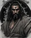 Placeholder: short jason momoa wild peasant ronin wearing robes with face tattoos, fantasy painting