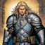 Placeholder: [illustration by Kevin Eastman and Peter Laird] [illustration by Kevin Eastman and Peter Laird] Markus the Paladin, a warrior of valor and righteousness. At the age of 32, he stands as a towering symbol of hope, with long flowing blond hair and piercing blue eyes that reflect his fierce determination. Clad in silver-plated armor adorned with intricate engravings, Markus carries the legendary sword Dawnbringer, a weapon of divine origin that radiates with an otherworldly light. His presence comma