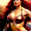 Placeholder: Drawing of beautiful face busty red Sonja,minimal ancient bikini armor, balanciaga fashion clothe painting by gaston bussiere, greg rutkowski, yoji shinkawa, yoshitaka amano, tsutomu nihei, donato giancola, tim hildebrandt, oil on canvas, cinematic composition, extreme detail,fit full head inside picture,16k