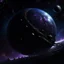 Placeholder: A purplish black shadow moon empire in outer space painted by Zosan