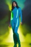 Placeholder: Full body portrait, painting, medium shot lady Spacecore skin-tight volumetric hyperrealistic nuclear waste glow clothing