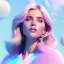 Placeholder: A portrait of a crystalised beautifull girl,smiling, laughting, white longs hairs, atmospheric, realistic,, cinematic lighting, octane render,, pink turquoise light, blue eyes nice, soft face, jewejs brillants