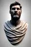 Placeholder: Ultra Realistic image, roman sculpture, white marble material, Lionel Messi, Laurel leaves wreath, miguel angel style, chisel style, emperador, waist up portrait, ultra hd, perfect texture, epic, celestial, cinematic lighting, God light, god rays, 4k resolution, smooth details, ornate details, soft lighting, unreal engine 5, low relief, marble background.