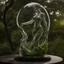 Placeholder: A hyper-detailed, high-definition, macro photograph showcasing the transparent glass sculpture of a woman, meticulously crafted to depict her entire body. The intricate details capture every curve and contour, highlighting the delicate craftsmanship. Inside the glass figure, a mesmerizing nature environment unfolds, with lush green landscapes, vibrant flowers, and serene waterfalls. The clarity of the glass allows for seamless visibility, giving a surreal and awe-inspiring view of this captivati