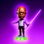 Placeholder: Hairless Samuel jackson purpleGlow jedi bobblehead gripping a Single (purple) and boots