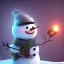 Placeholder: Snowman like a cyborg,playing electro guitar,detail,textures