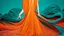 Placeholder: modernist style, a surreal scene depicting a figure that appears to be melting and reshaping, with intricate details of flowing fabric in vibrant orange and teal, capturing the essence of morphing, art nouveau, soft colors