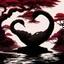 Placeholder: ying yang aesthetic, downy black swan dark bonsai tree silhouette, by David Seidman, Noir, fantastical oil matte painting, datamoshing, creepy, fung shui flow, epic masterpiece, violent colors, melting crimson tones.