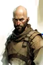 Placeholder: A bald rugged soldier with a short thick black beard wearing simple armor art style Alex Maleev