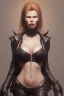 Placeholder: Kim Basinger is evil in black leather, busty, cleavage, curvy, angry, happy, stern look. character design by cory loftis, fenghua zhong, ryohei hase, ismail inceoglu and ruan jia. unreal engine 5, artistic lighting, highly detailed, photorealistic, fantasy