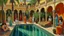 Placeholder: Neoclassicism pool arabic oriental people painting realistic cote d'azur colorfull