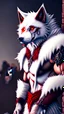 Placeholder: Feral, White fur, Werewolf, Red eyes, character, waist up portrait, oil on canvas, expert, insanely detailed, 4k resolution, cinematic smooth, intricate detail,