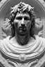 Placeholder: Ultra Realistic image, Roman sculpture, white marble material, Lionel Messi, sun radial crown, chisel style, waist up portrait, epic, celestial, cinematic lighting, God light, god rays, 4k resolution, smooth details, ornate details, soft lighting, unreal engine 5, marble background.