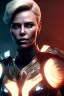 Placeholder: A bionic charlize theron robot wearing a dragon skull mask, atmospheric, realistic, unreal engine, cinematic lighting, octane render.