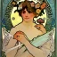 Placeholder: goats and flowers as ceasar ALPHONSE MUCHA