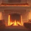 Placeholder: A fireplace with logs made with gingerbread,digital illustration, hyperdetailed, cute