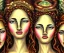 Placeholder: Realistic detailed face portrait of The goddess of beauty, goddess of spell and goddess of joy. "The Three Graces"