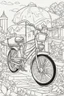 Placeholder: coloring page for kids, BICYCLE, thick outline, low details, no shading, no color