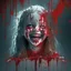 Placeholder: girl smiling, creepy, dripping blood, shattered glass,