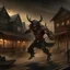 Placeholder: demon attacking wild west town grimdark realistic