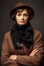 Placeholder: portrait of 1920 year old eastern european upper middle class middle age woman with a detective outfit