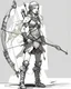 Placeholder: Girl Archer concept art, full body, sketch, coll style, bow