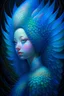 Placeholder: Iridescent, insect, scales, large wings, blues, textured, intricate, ornate, shadowed, pale muted colors, 3d, highly detailed, deco style, by tim burton, by dale chihuly, by hsiao-ron cheng, by cyril rolando, by h. r. giger $plastic$ grid:true lenoid afremov style, african art