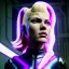 Placeholder: Actress, young Katheryn Winnick, android woman, circuits in face, glow painted face, shaved hair, ghost in the shell, leather coat, cyber punk, neon, army, bamboo, blood, portrait, studio photo, gradient background, unreal engine 5, soft color, 16 bit, god lights, ray tracing, RTX, lumen lighting, ultra deatail, volumetric lighting, 3d, finely drawn, hd.