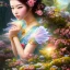 Placeholder: bright japanese fairy, beautiful portrait, flowery landscape