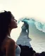 Placeholder: Girl,Body painting Double exposure sea wave,nature Neo Surrealism ,surrealism collage