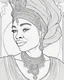 Placeholder: Outline art for coloring pages with queen Nzinga , white background, sketch style, only use black outline, white background, no shadows and well and clear outline , white background, sketch style, only use black outline, white background, no shadows and well and clear outline