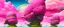 Placeholder: A pink cloudy sky with airships designed in Moai statues painted by Hashimoto Gaho