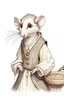 Placeholder: A drawing of an opossum in a male medieval maid outfit