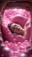 Placeholder: full body portrait of soap star sleeping in a sarcophagus filled with transparent pink liquid inside mine shaft,bokeh like f/0.8, tilt-shift lens 8k, high detail, smooth render, down-light, unreal engine, prize winning