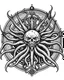 Placeholder: una stella a 12 facce con la testa di serpente come punte, ogni serpente ha un'espressione diversa. come la statua greca di Medusa. un disegno nero nello stile di Gustav Dore. su uno sfondo bianco