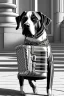 Placeholder: One single mature dog, friendly, playing accordeon, vienna, sunny day, perfect iris, model style, hyper realistic, extremely accurate, delicate, extremely detailed, Graphic novel style, colours, wide-angle, open aperture, superfine pencil