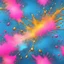 Placeholder: Hyper Realistic Sky-Blue, Pink, Golden, Silver Multicolor Pain-Splatter with glowing-embers Background