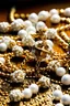 Placeholder: white and gold rosary with fancy background
