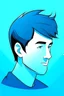 Placeholder: cartoon profile picture with a blue background