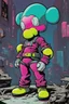 Placeholder: cyberpunk chismass comic book hero character by kaws